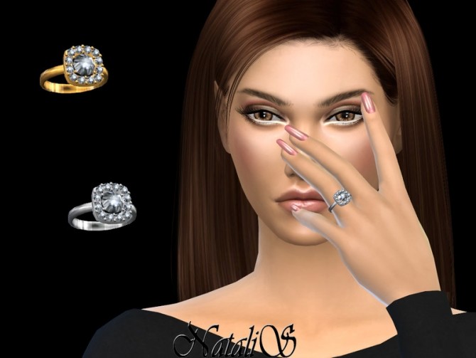 Sims 4 Square halo diamond ring by NataliS at TSR