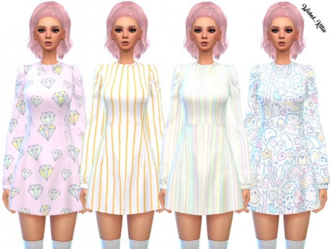 Sims 4 Cute Long Sleeved Dress by Wicked Kittie at TSR