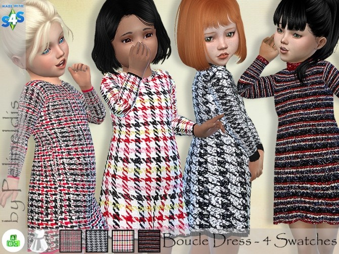 Sims 4 Mommy and Me Boucle Dress by Pelineldis at TSR