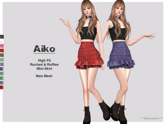 Sims 4 AIKO High waist mini skirt by Helsoseira at TSR