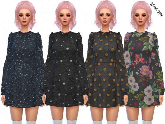 Sims 4 Cute Long Sleeved Dress by Wicked Kittie at TSR