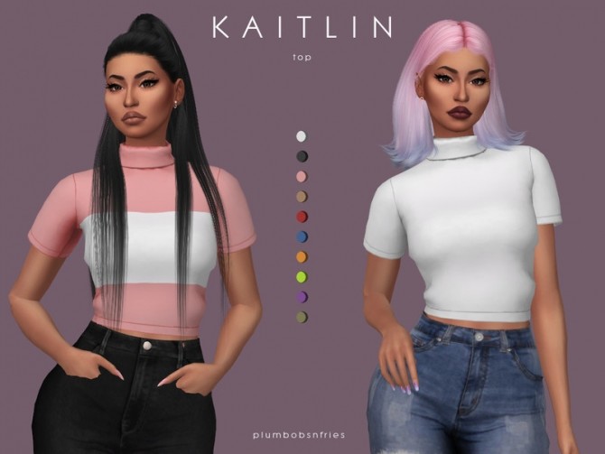 Sims 4 KAITLIN top by Plumbobs n Fries at TSR