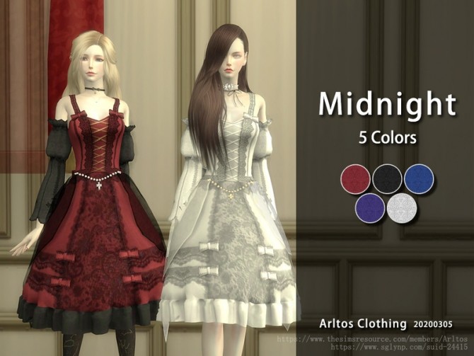 Sims 4 Midnight dress by Arltos at TSR