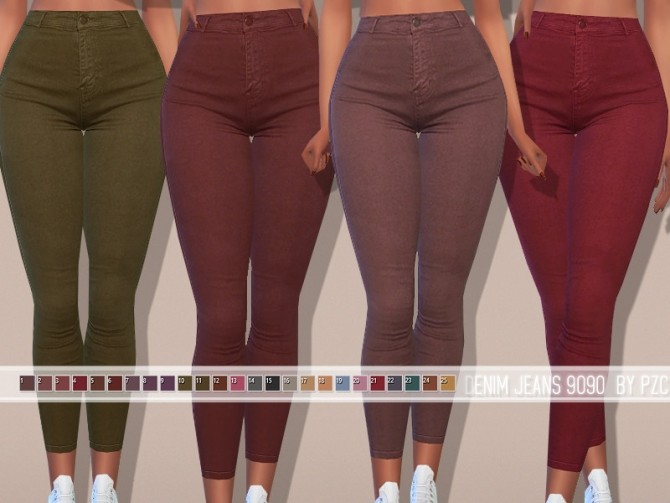 Sims 4 Denim Skinny Jeans 9090 Cappuccino by Pinkzombiecupcakes at TSR