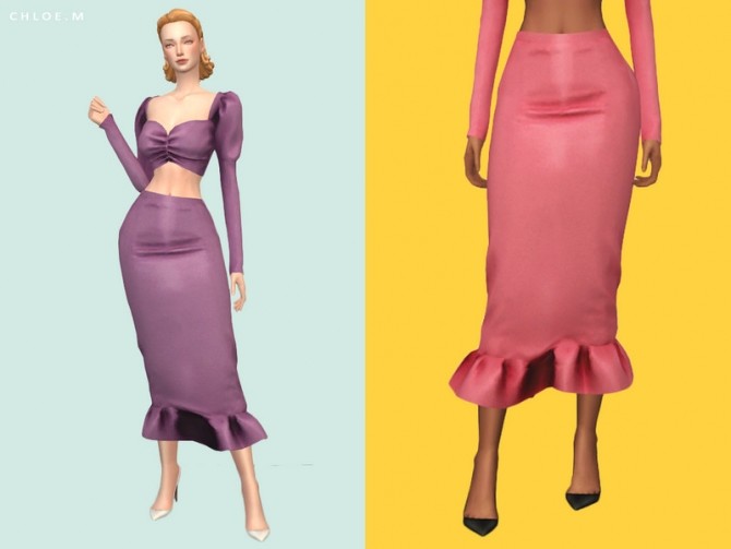 Sims 4 Fishtail Skirt by ChloeM at TSR