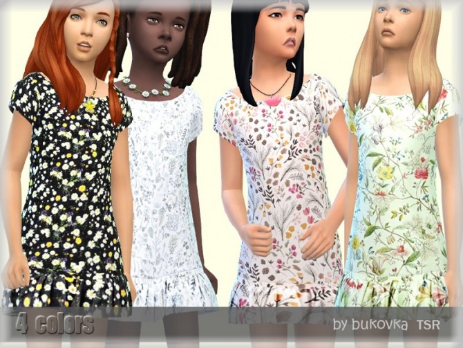 Sims 4 Dress Frill Flowers by bukovka at TSR