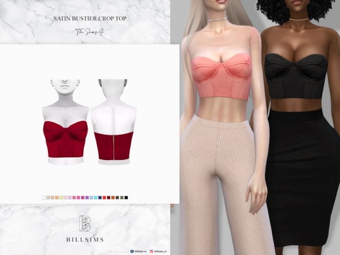 Sims 4 Satin Bustier Crop Top by Bill Sims at TSR