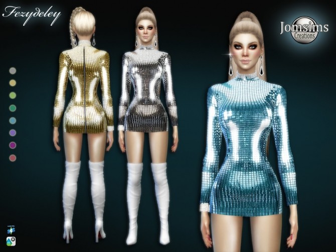 Sims 4 Fezydeley short dress with sleeves by jomsims at TSR