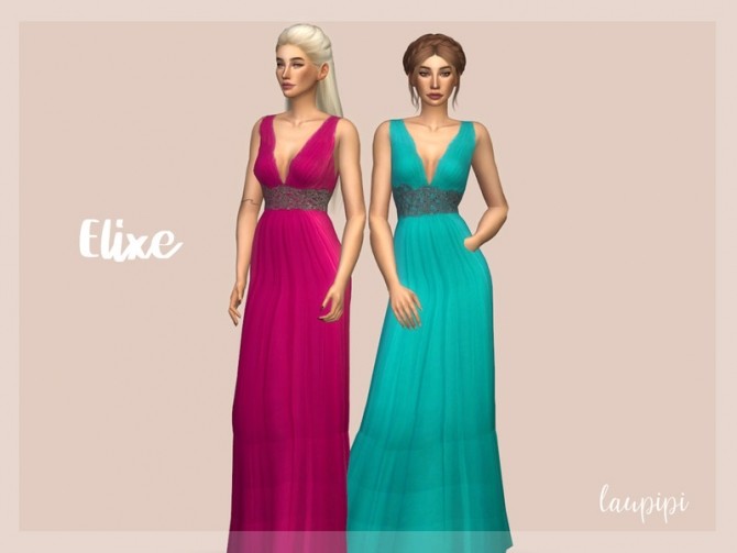 Sims 4 Elixe gown by laupipi at TSR