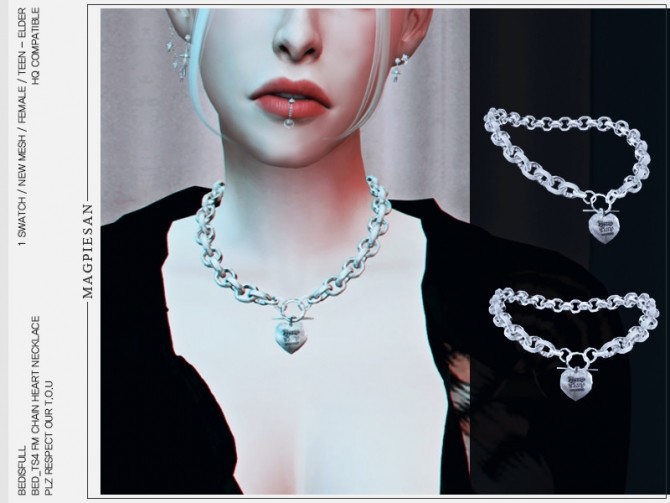 Sims 4 Chain heart necklace by magpiesan at TSR