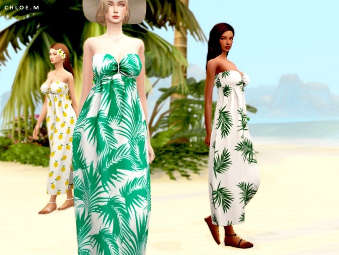 Sims 4 Resort Style Dress by ChloeMMM at TSR