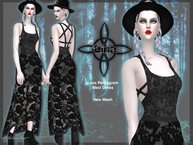 LINA Gothic Dress by Helsoseira at TSR » Sims 4 Updates