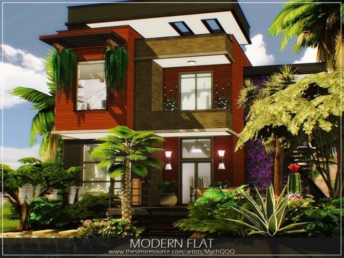 Sims 4 Modern Flat by MychQQQ at TSR