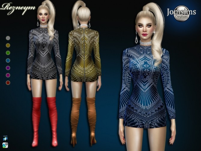 Sims 4 Rezneym dress by jomsims at TSR