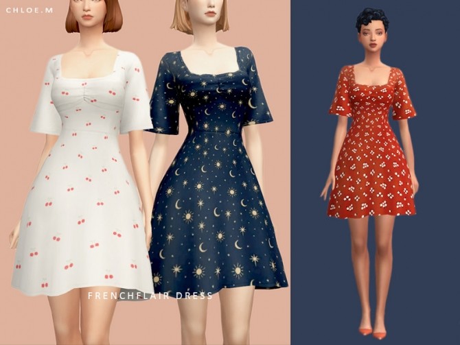Sims 4 French Flair Dress by ChloeMMM at TSR