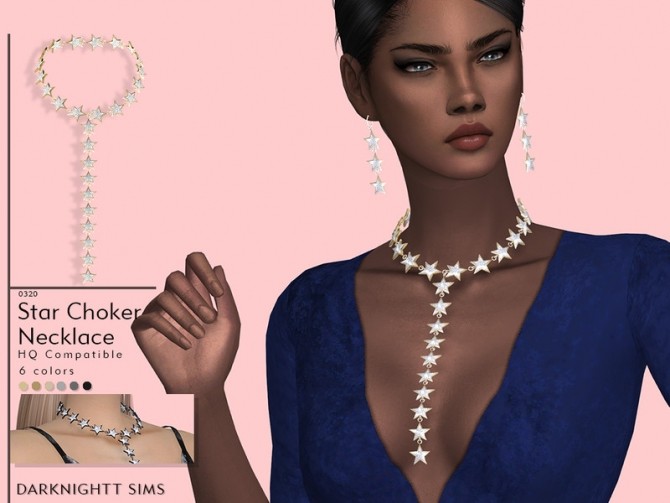 Sims 4 Star Choker Necklace by DarkNighTt at TSR