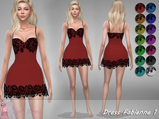 Sims 4 Dress Fabienne 1 by Jaru Sims at TSR