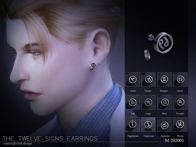 Sims 4 Earrings Men 202001 by S Club LL at TSR