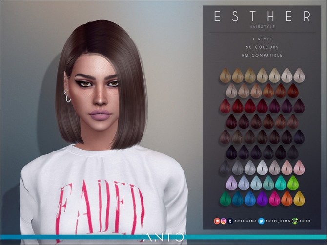Sims 4 Esther Hairstyle by Anto at TSR