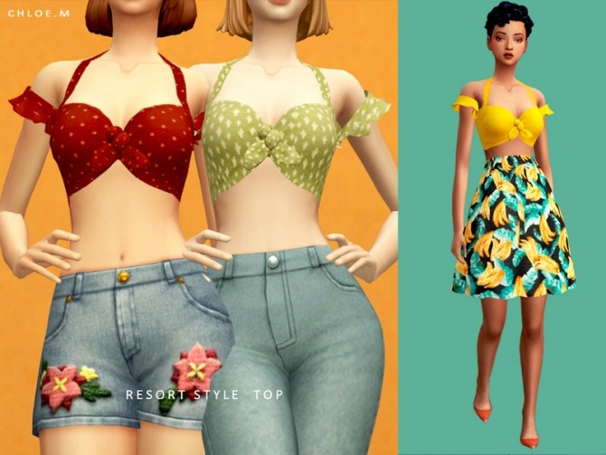 Sims 4 Resort Style Top by ChloeMMM at TSR