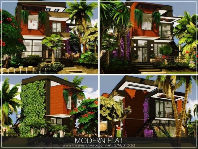 Sims 4 Modern Flat by MychQQQ at TSR