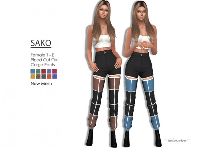 Sims 4 SAKO Cut Out Pants by Helsoseira at TSR