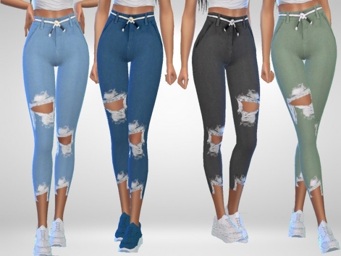 Sims 4 Distressed Pants by Puresim at TSR