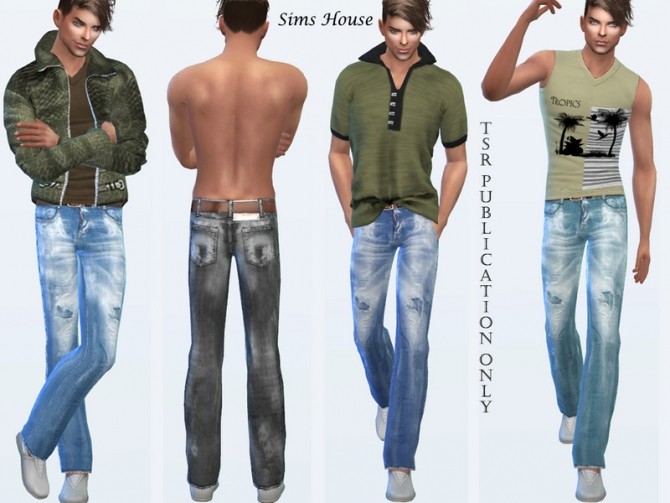 Sims 4 Mens jeans shabby by Sims House at TSR