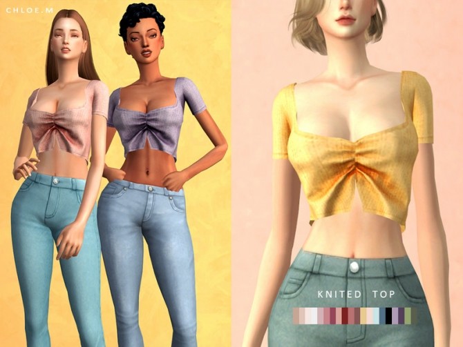 Sims 4 Knitted Top Shirt 02 by ChloeMMM at TSR
