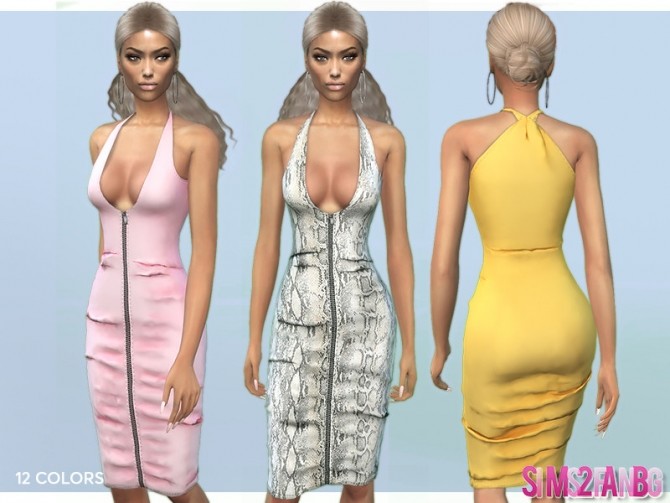 Sims 4 393 Zip Front Dress by sims2fanbg at TSR