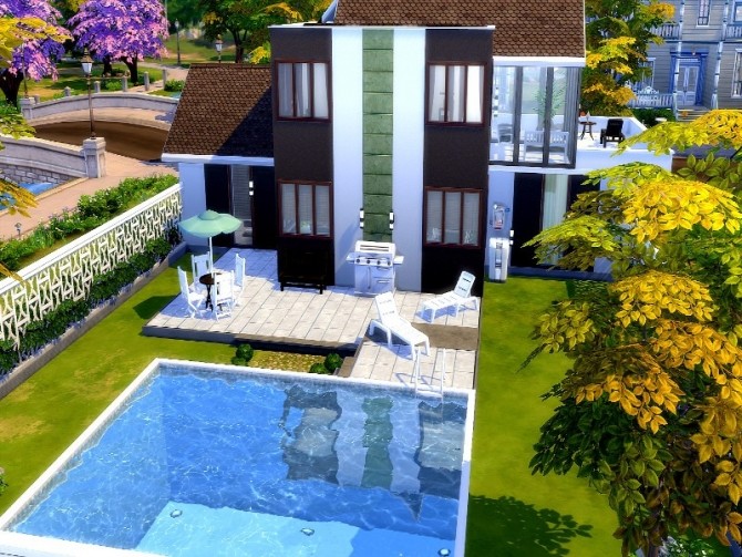 Sims 4 Base game modern home No cc by GenkaiHaretsu at TSR