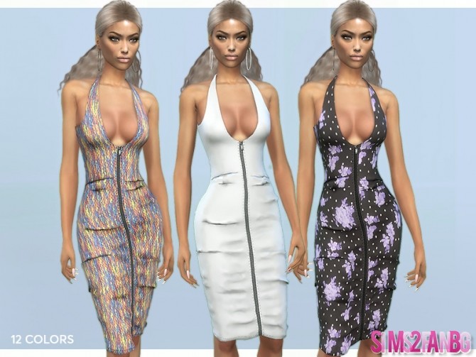 Sims 4 393 Zip Front Dress by sims2fanbg at TSR