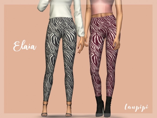 Sims 4 Elaia printed pants by laupipi at TSR