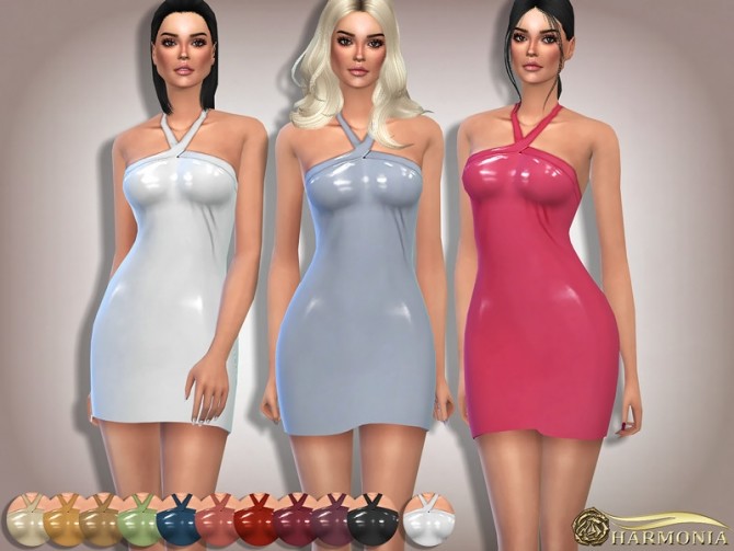 Sims 4 Uniquely Shaped Latex Dress by Harmonia at TSR