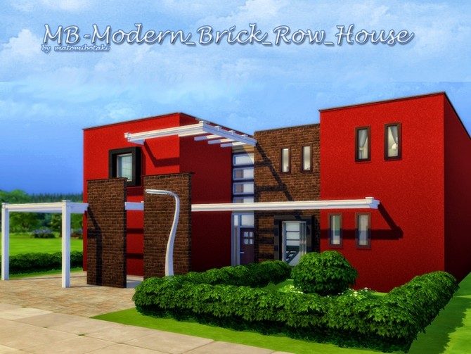 Sims 4 MB Modern Brick Row House by matomibotaki at TSR