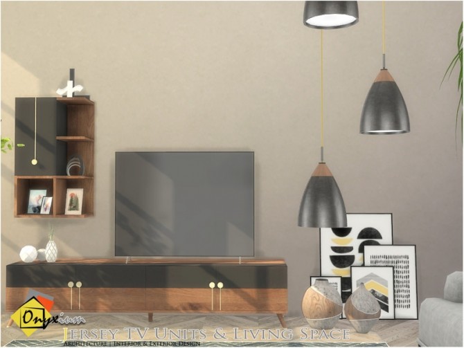 Sims 4 Jersey TV Units & Living Space by Onyxium at TSR