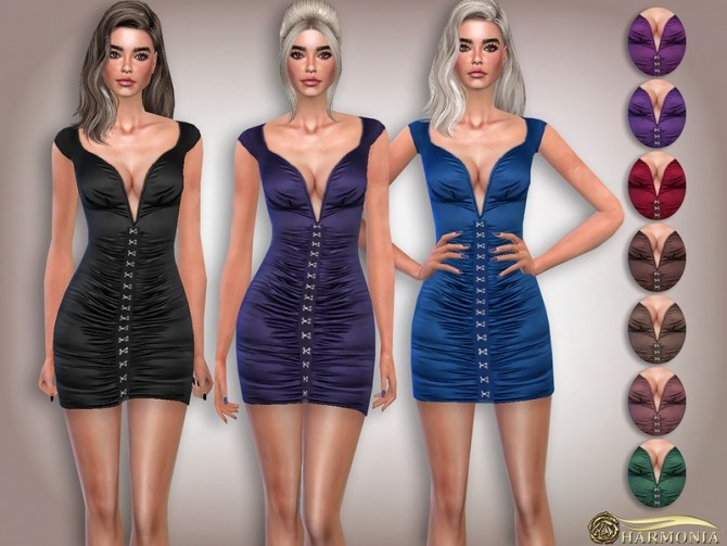 Sims 4 V Bar Ruched Bodycon Dress by Harmonia at TSR