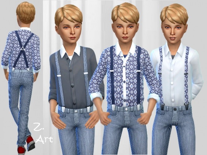 Sims 4 BoyZ 01 trendy outfit with suspenders by Zuckerschnute20 at TSR