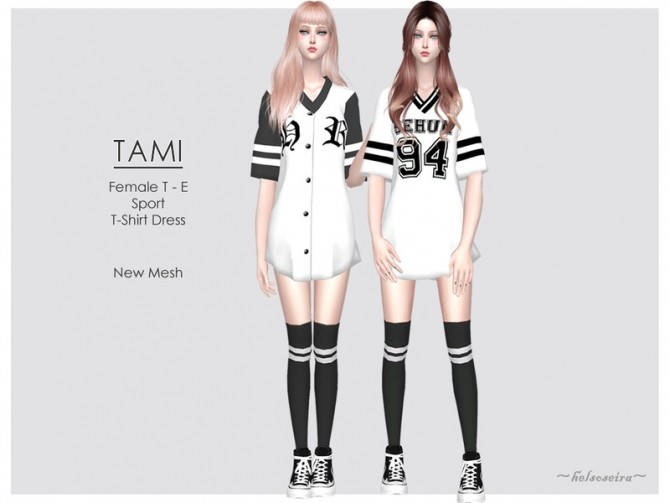 Sims 4 TAMI Sport T shirt Dress by Helsoseira at TSR