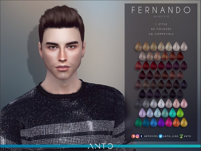 Sims 4 Fernando Hair by Anto at TSR