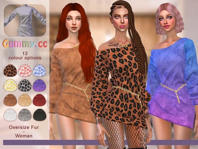 Sims 4 Gummy Oversize Leopard Fur by Gummy.cc at TSR