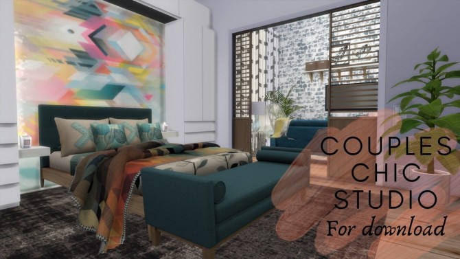 Sims 4 Couples Chic Studio Apartment at Dinha Gamer