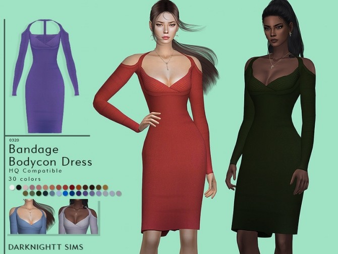 Sims 4 Bandage Bodycon Dress by DarkNighTt at TSR