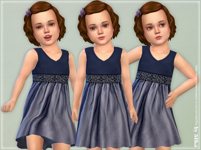 Sims 4 Navy Sparkle Dress by lillka at TSR