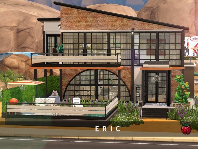 Sims 4 Eric industrial small house by melapples at TSR