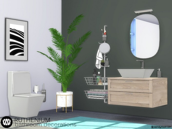 Sims 4 Ruthenium Bathroom Decorations by wondymoon at TSR