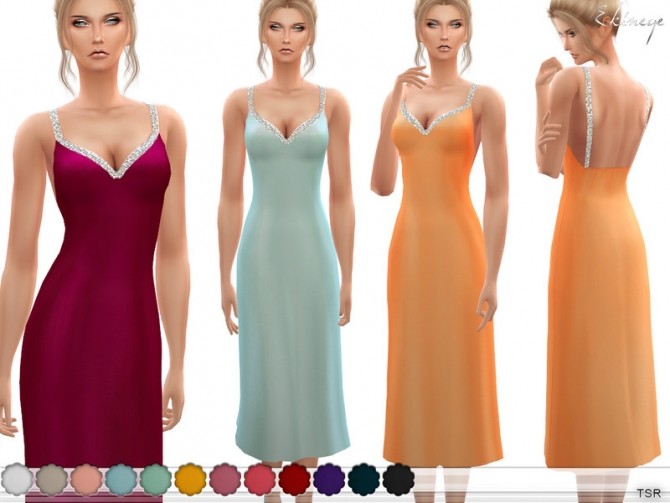 Sims 4 Backless Midi Dress With Beading by ekinege at TSR