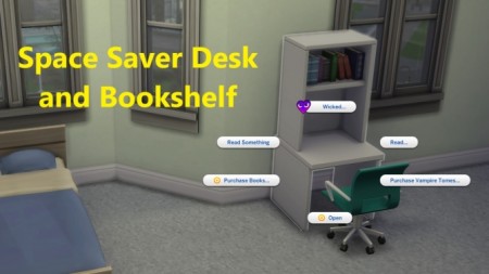 Space Saver Desk + Bookshelf by EynSims at Mod The Sims