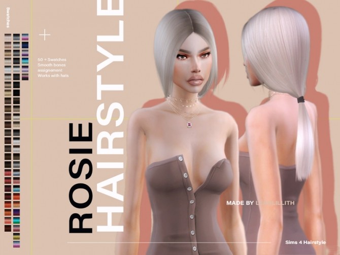Sims 4 Rosie Hairstyle by Leah Lillith at TSR