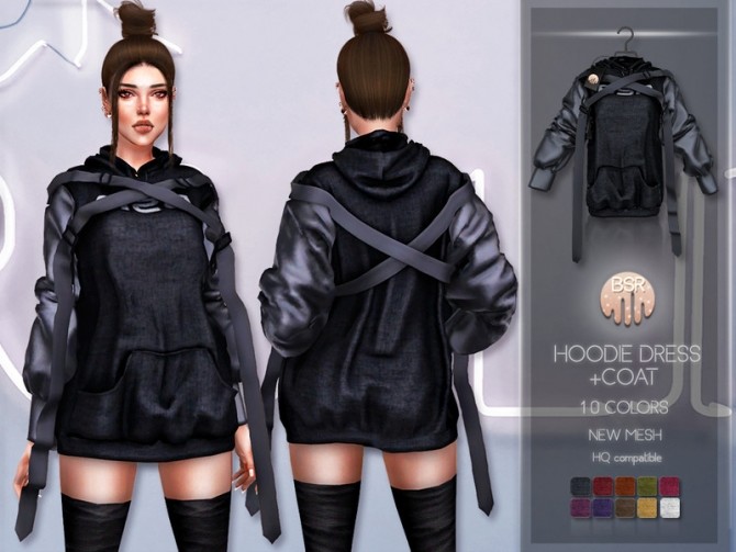 Sims 4 Hoodie Dress + Coat BD213 by busra tr at TSR